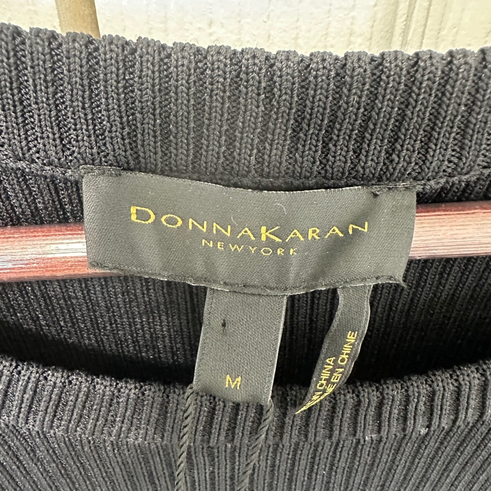 NEW Donna Karan Womens Ribbed Knit Midi Dress Black M Minimalist Quiet Luxury - Picture 4 of 8
